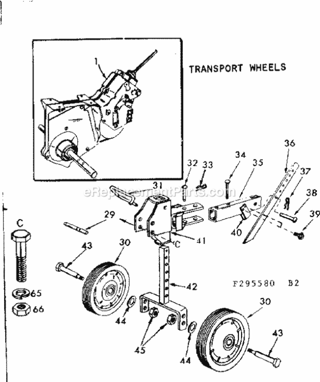 Page B Diagram and Parts List for 917295580  Craftsman Tiller
