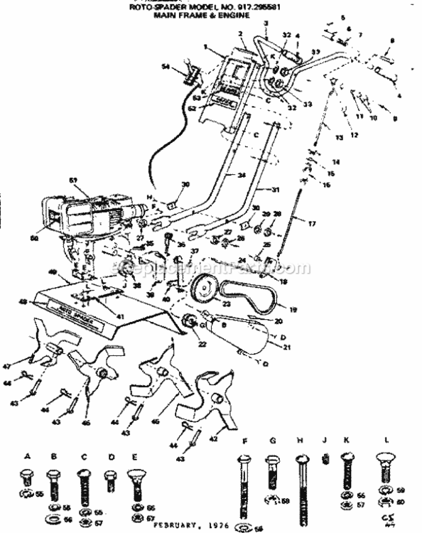 Page C Diagram and Parts List for 917295581  Craftsman Tiller