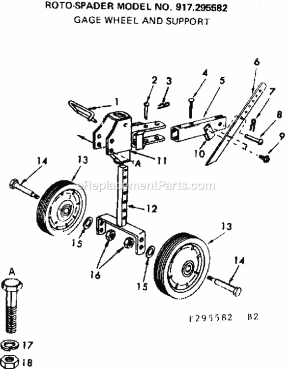 Page B Diagram and Parts List for 917295582  Craftsman Tiller