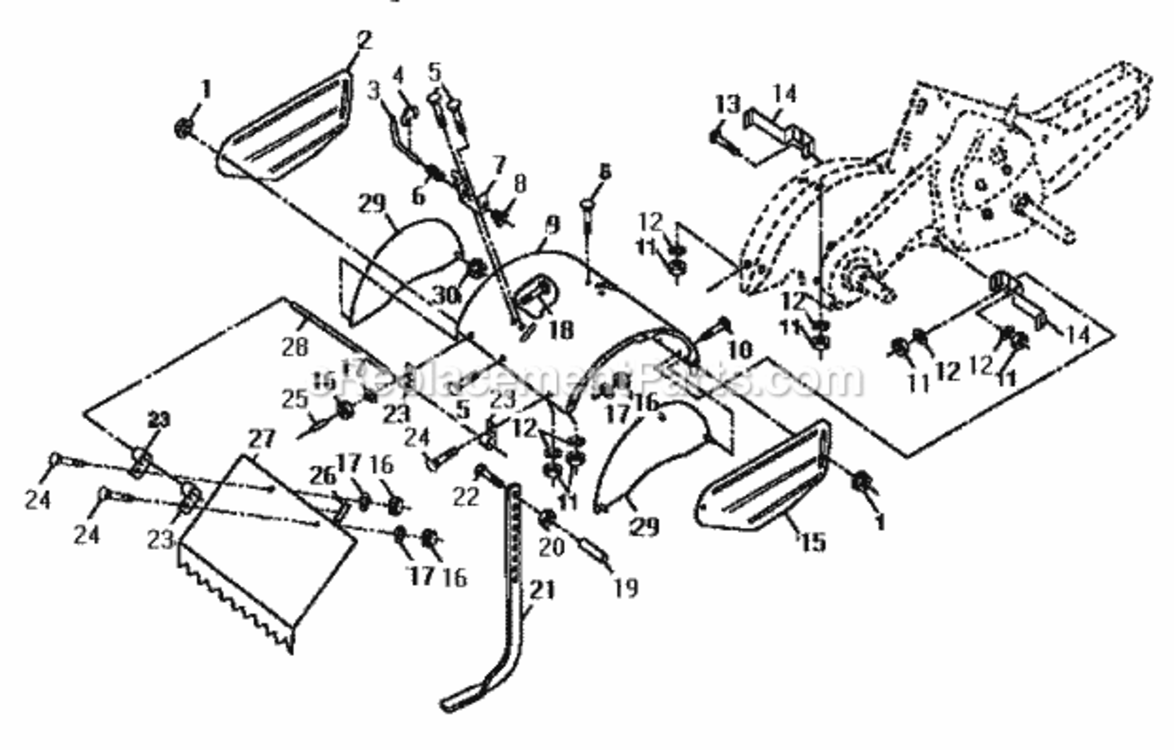 Page E Diagram and Parts List for 917295651  Craftsman Tiller