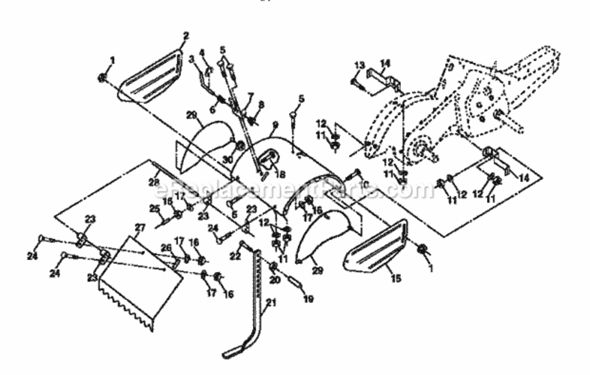 Page E Diagram and Parts List for 917295653  Craftsman Tiller