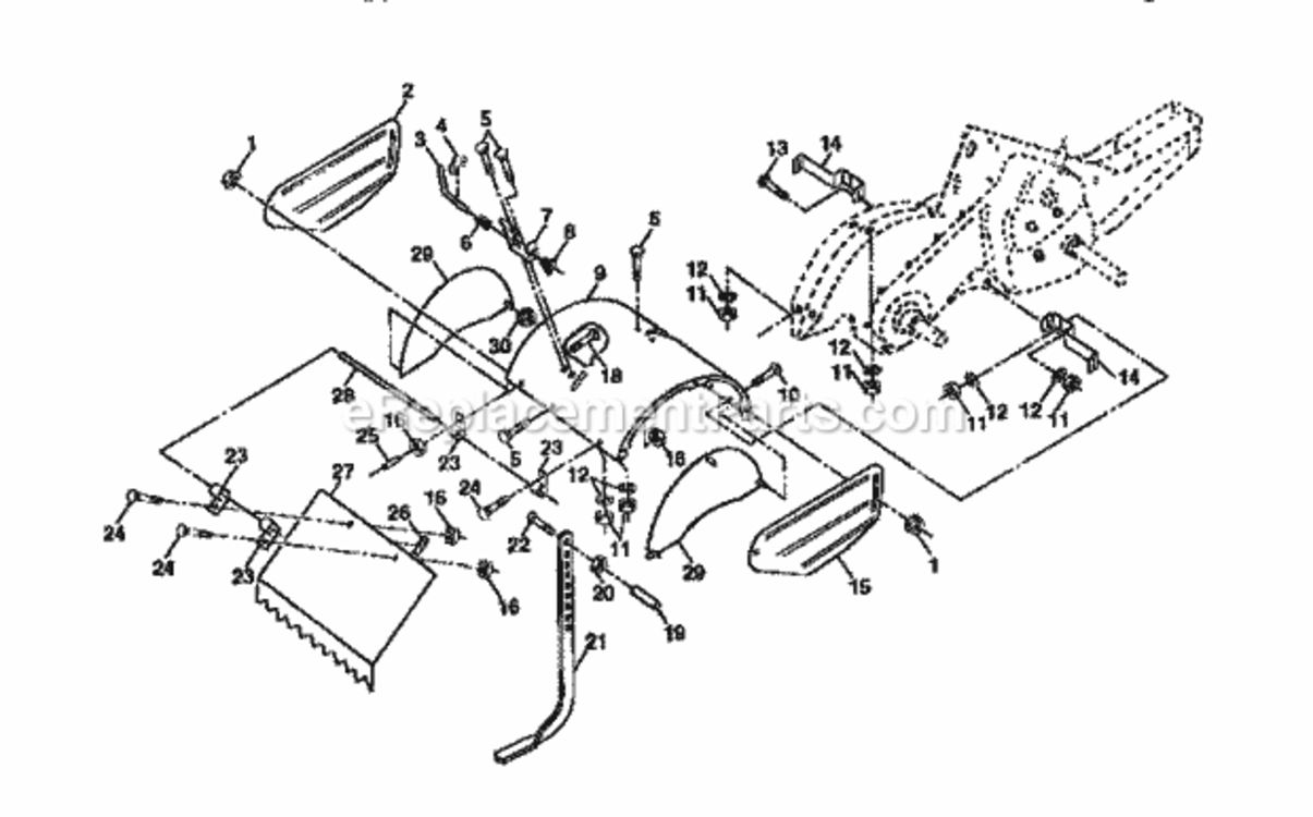 Page E Diagram and Parts List for 917295670  Craftsman Tiller