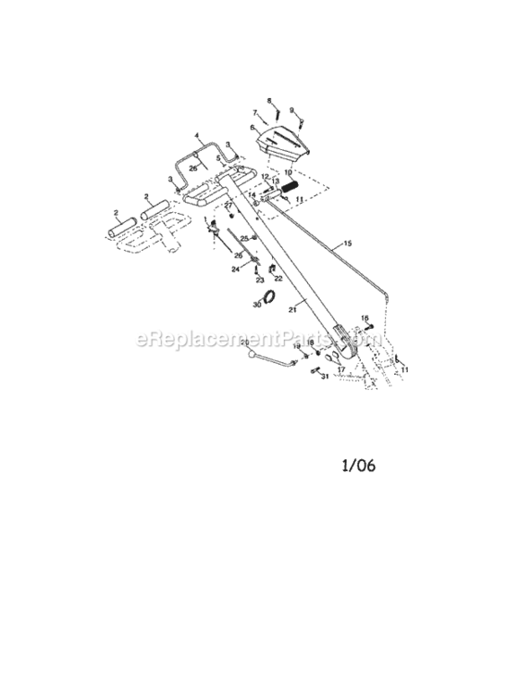 Handles Diagram and Parts List for 917296040  Craftsman Lawn Mower