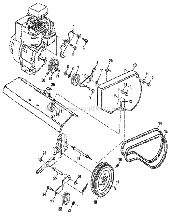 Page B Diagram and Parts List for 917296350  Craftsman Tiller