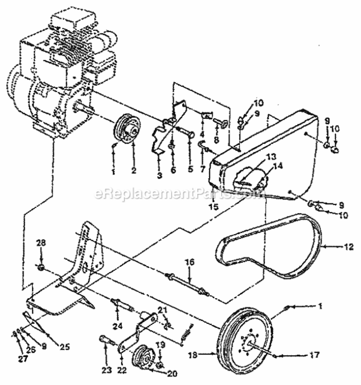 Page B Diagram and Parts List for 917298330  Craftsman Tiller
