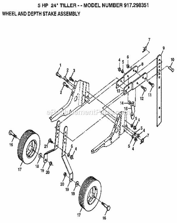 Page C Diagram and Parts List for 917298351  Craftsman Tiller