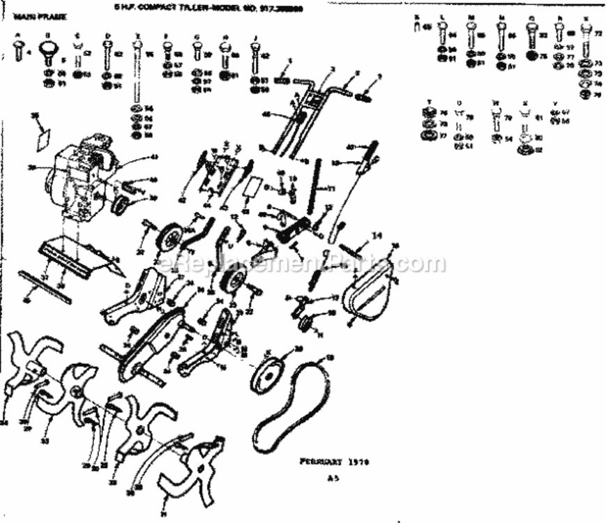 Page A Diagram and Parts List for 917298550  Craftsman Tiller