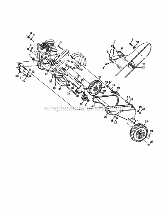Page E Diagram and Parts List for 917298560  Craftsman Tiller