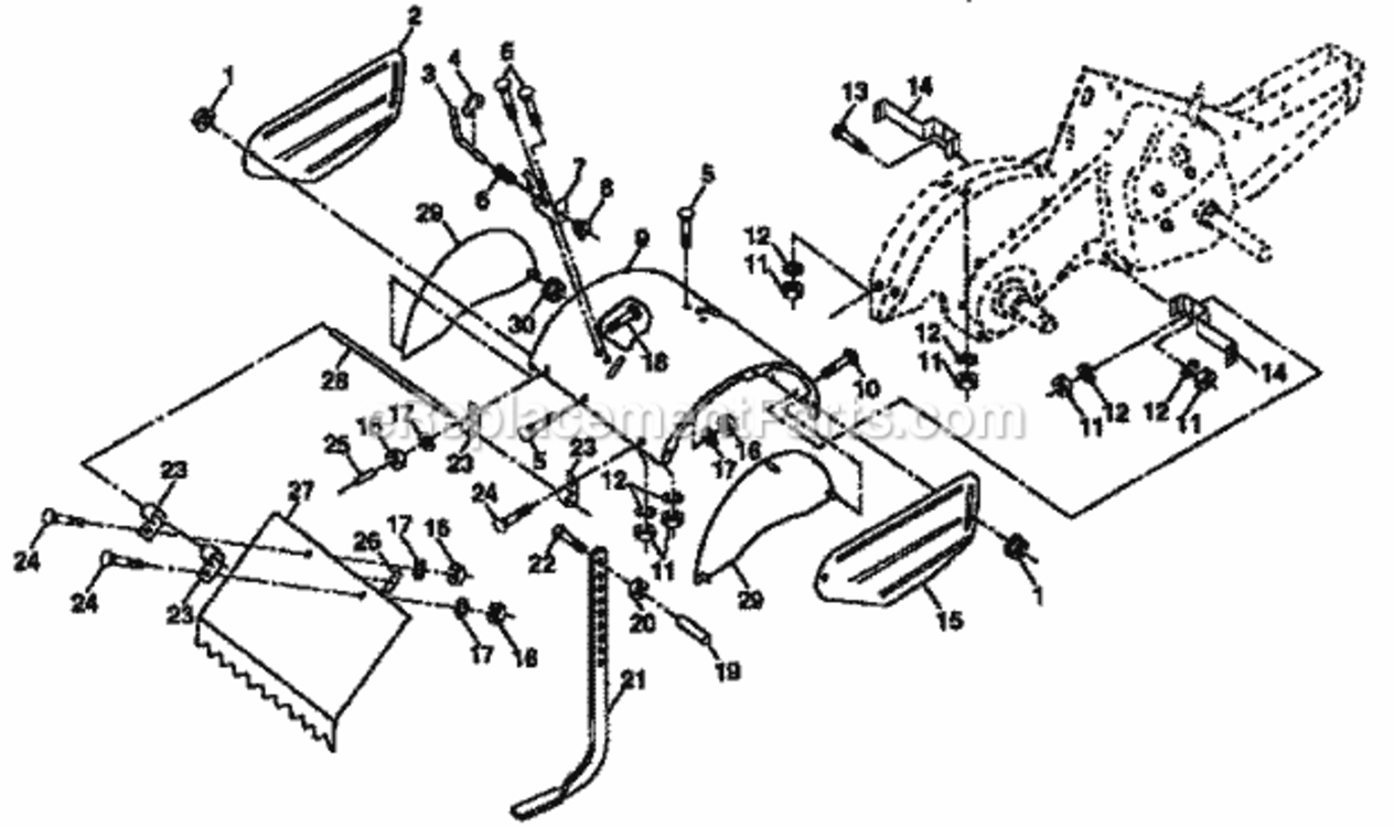 Page E Diagram and Parts List for 917298561  Craftsman Tiller