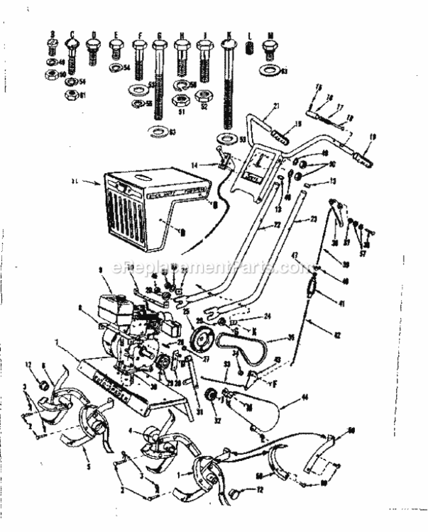 Page A Diagram and Parts List for 917298570  Craftsman Tiller