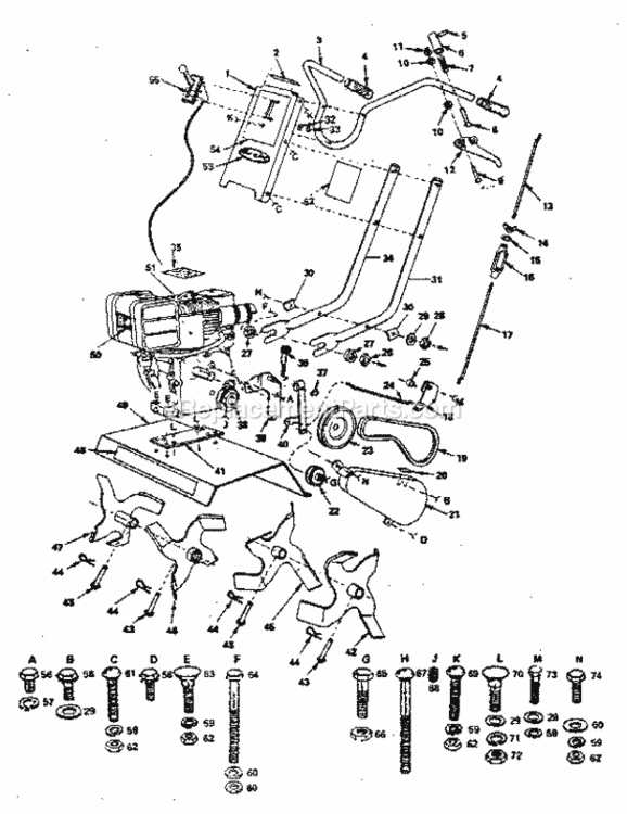 Page A Diagram and Parts List for 917298580  Craftsman Tiller
