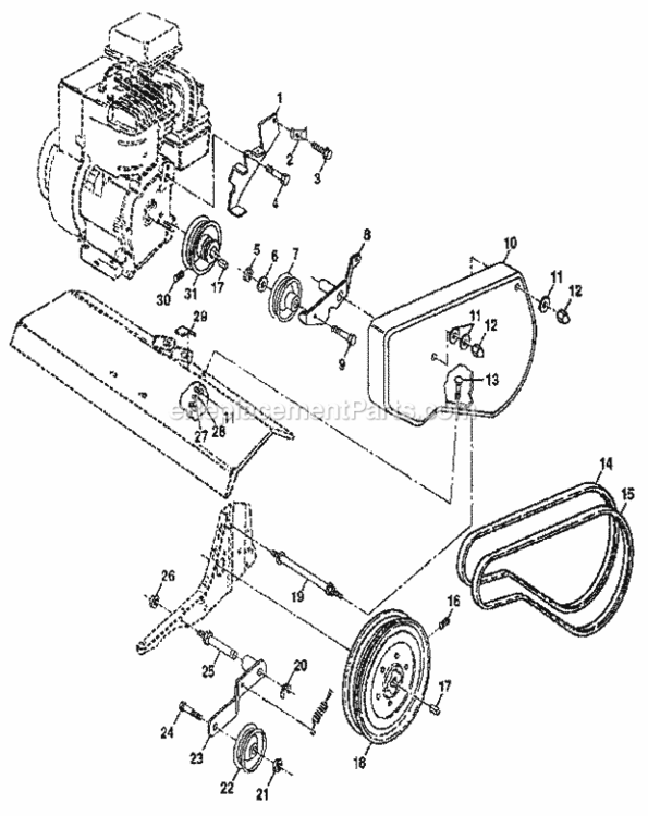 Page B Diagram and Parts List for 917298850  Craftsman Tiller