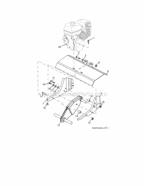 Page E Diagram and Parts List for 917299011  Craftsman Tiller
