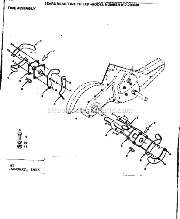Page A Diagram and Parts List for 917299230  Craftsman Tiller