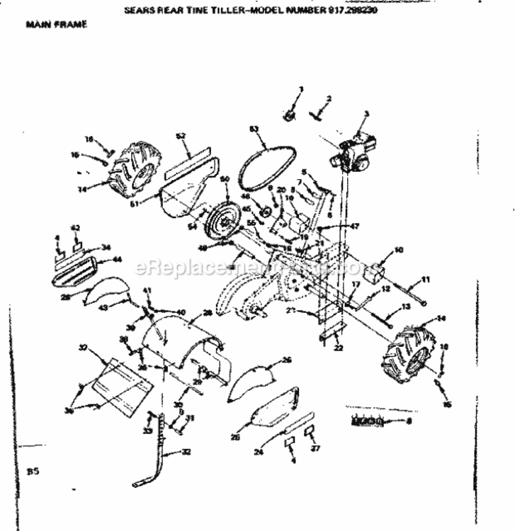 Page B Diagram and Parts List for 917299230  Craftsman Tiller