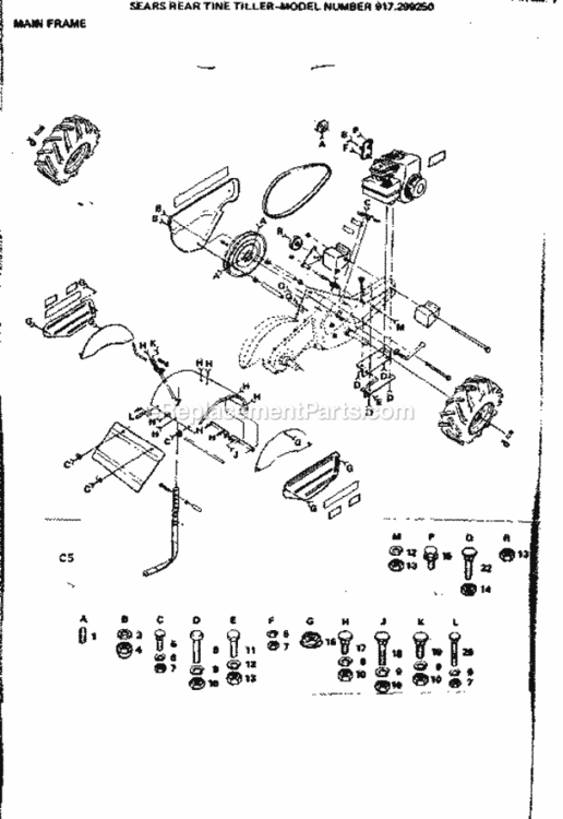 Page C Diagram and Parts List for 917299250  Craftsman Tiller