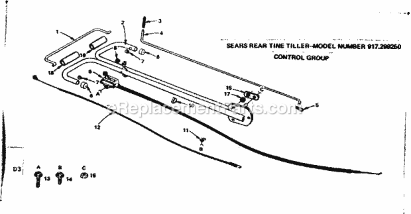 Page D Diagram and Parts List for 917299250  Craftsman Tiller