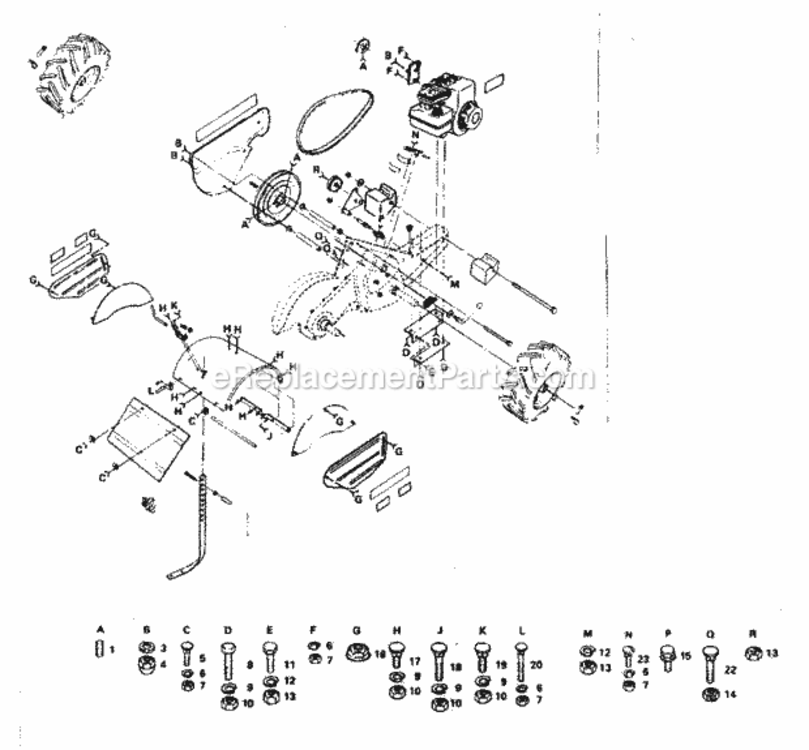Page C Diagram and Parts List for 917299253  Craftsman Tiller