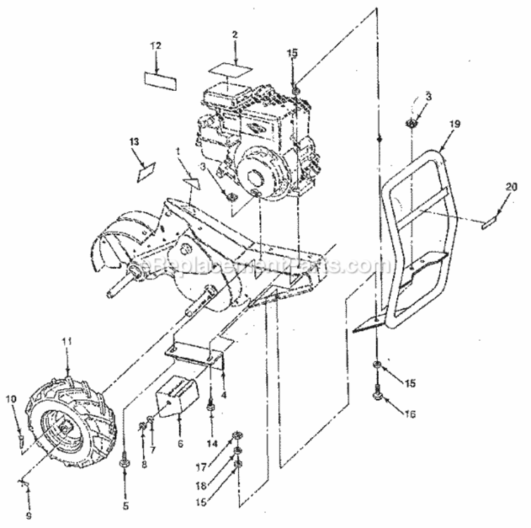 Page C Diagram and Parts List for 917299710  Craftsman Tiller