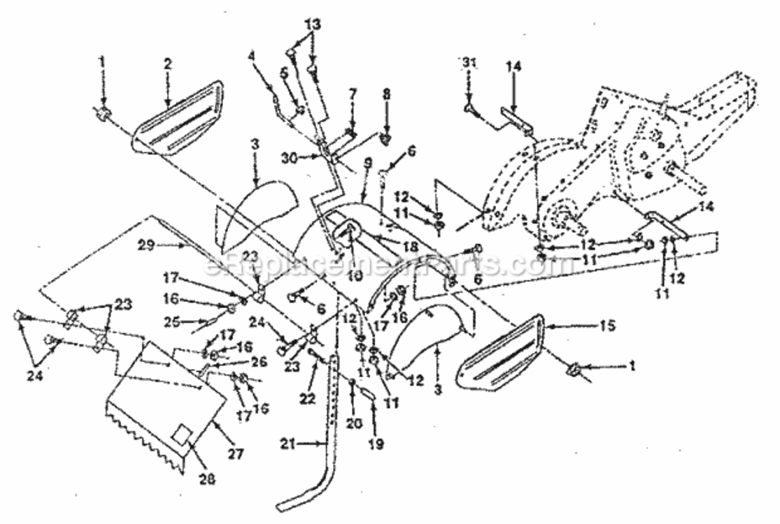 Page E Diagram and Parts List for 917299710  Craftsman Tiller