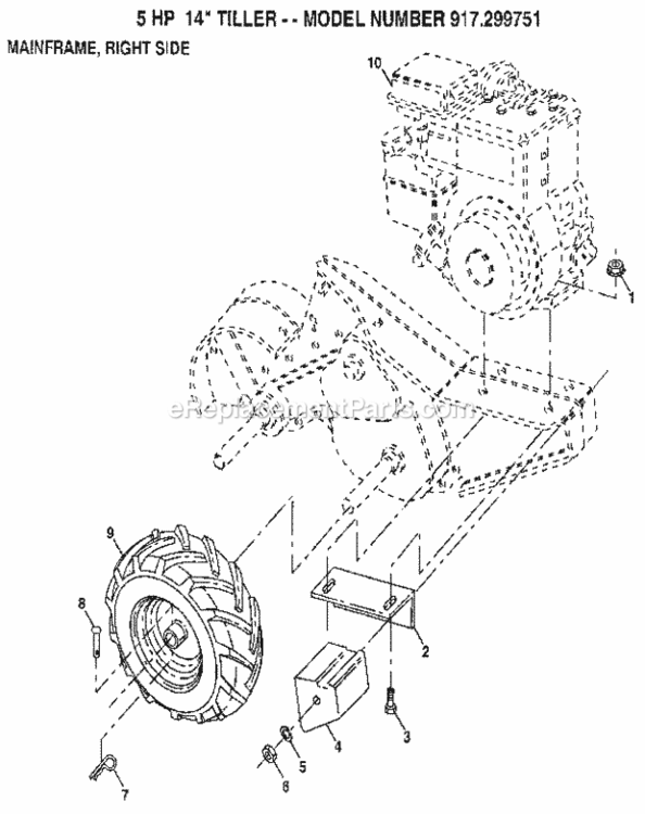 Page C Diagram and Parts List for 917299751  Craftsman Tiller
