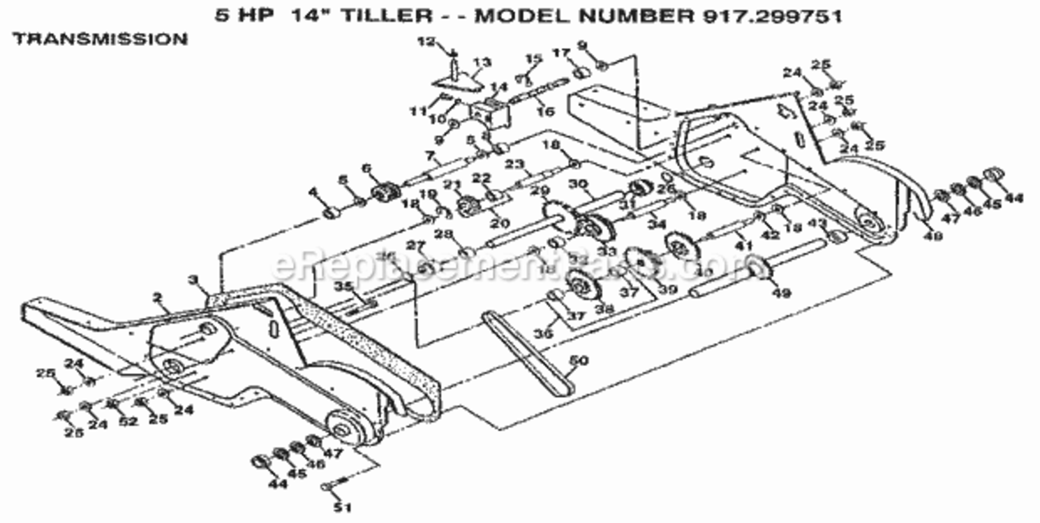 Page D Diagram and Parts List for 917299751  Craftsman Tiller