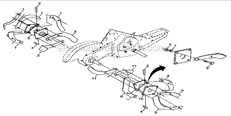 Tine Assembly Diagram and Parts List for 917299850  Craftsman Tiller