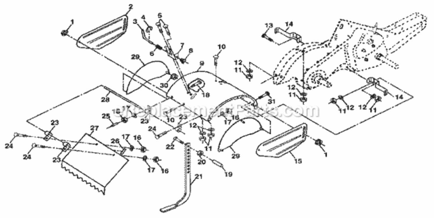 Page E Diagram and Parts List for 917299853  Craftsman Tiller