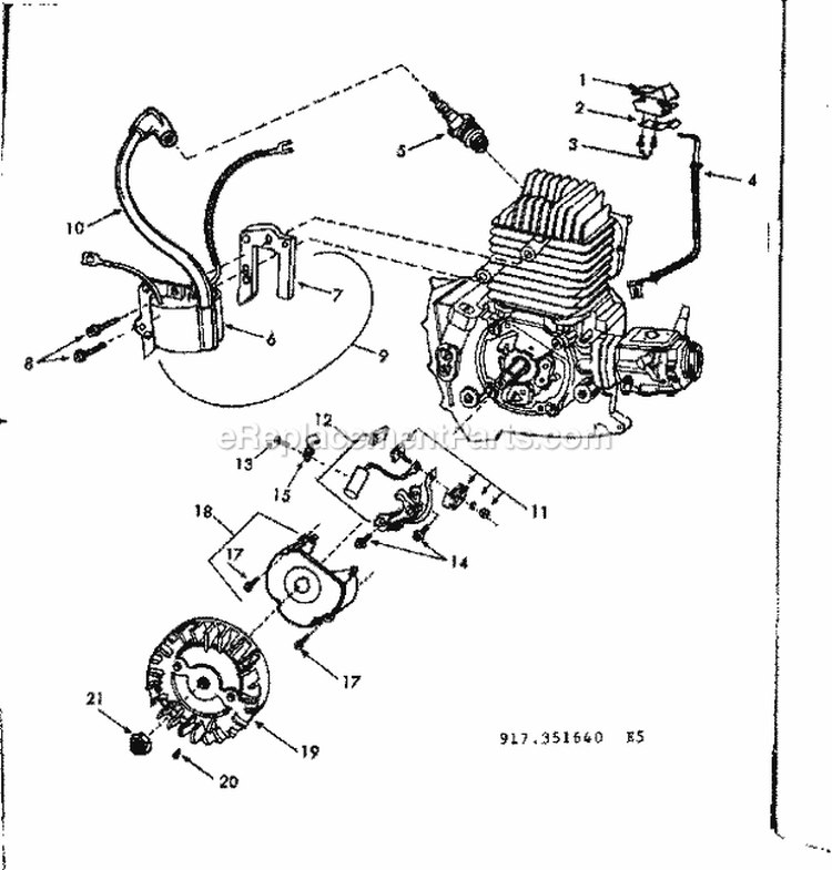 Starter Assembly Diagram and Parts List for 917351640  Craftsman Chainsaw