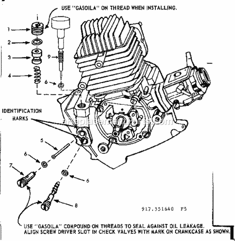 Check Valve Diagram and Parts List for 917351640  Craftsman Chainsaw