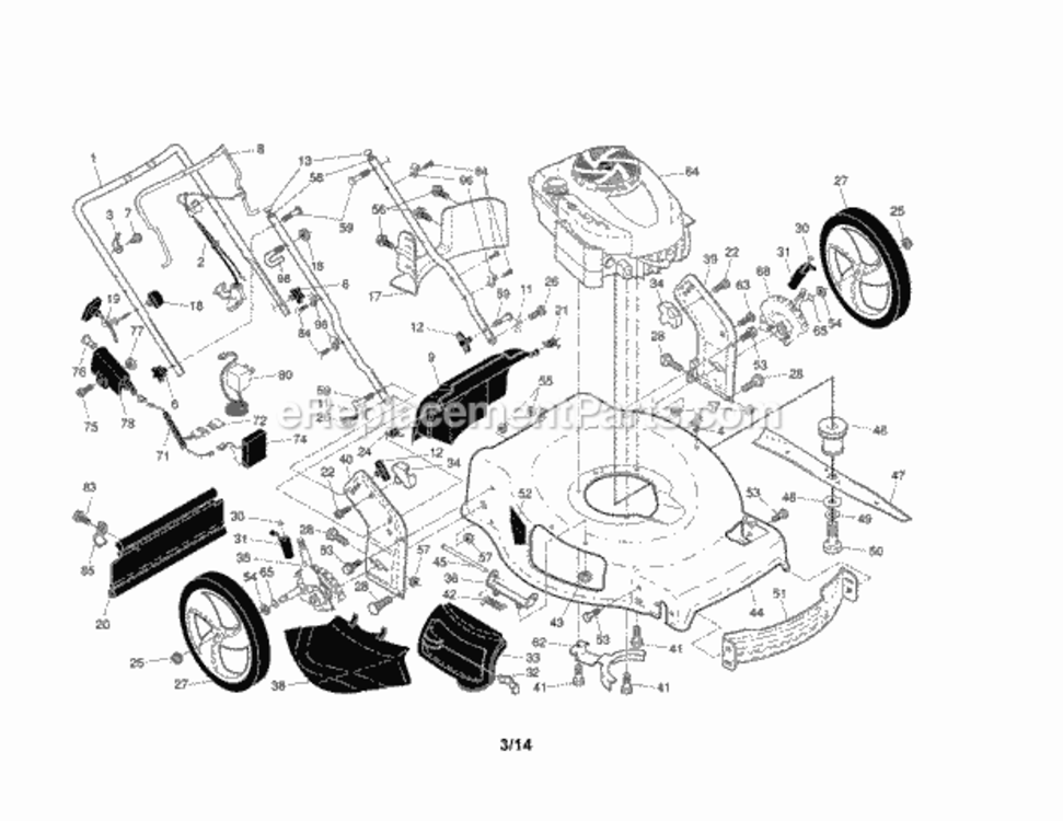 Page A Diagram and Parts List for 917370443  Craftsman Lawn Mower