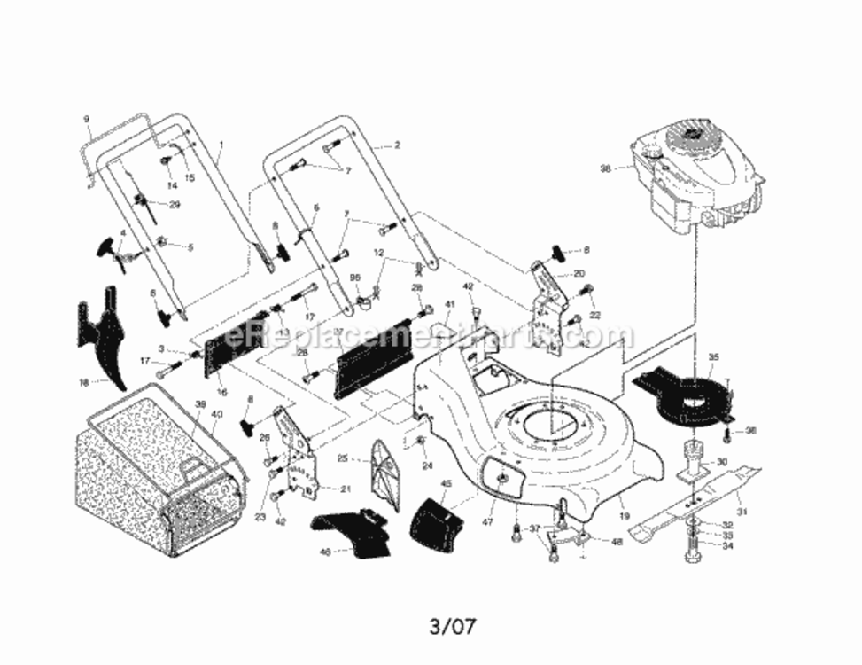 Page A Diagram and Parts List for 917370534  Craftsman Lawn Mower