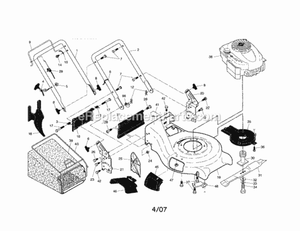 Page A Diagram and Parts List for 917370536  Craftsman Lawn Mower