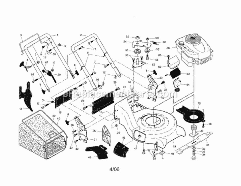 Page A Diagram and Parts List for 917370732  Craftsman Lawn Mower