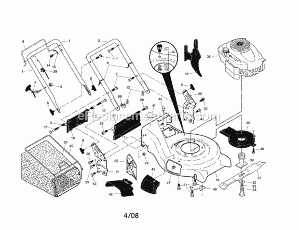 Page A Diagram and Parts List for 917370760  Craftsman Lawn Mower