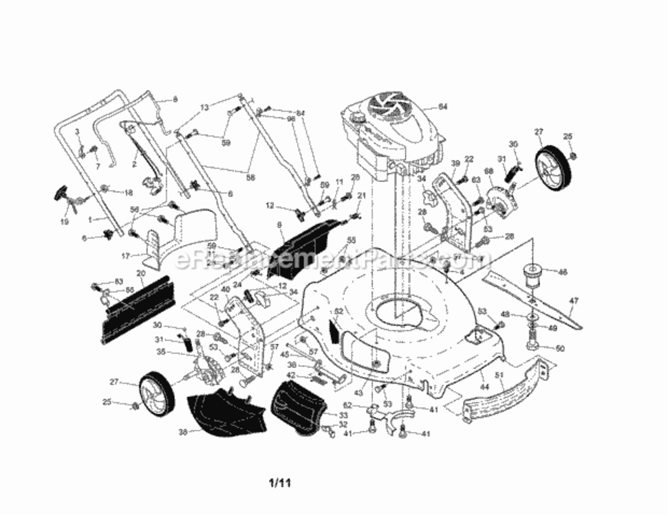 Page A Diagram and Parts List for 917370850  Craftsman Lawn Mower
