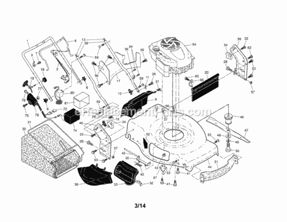 Page A Diagram and Parts List for 917370934  Craftsman Lawn Mower