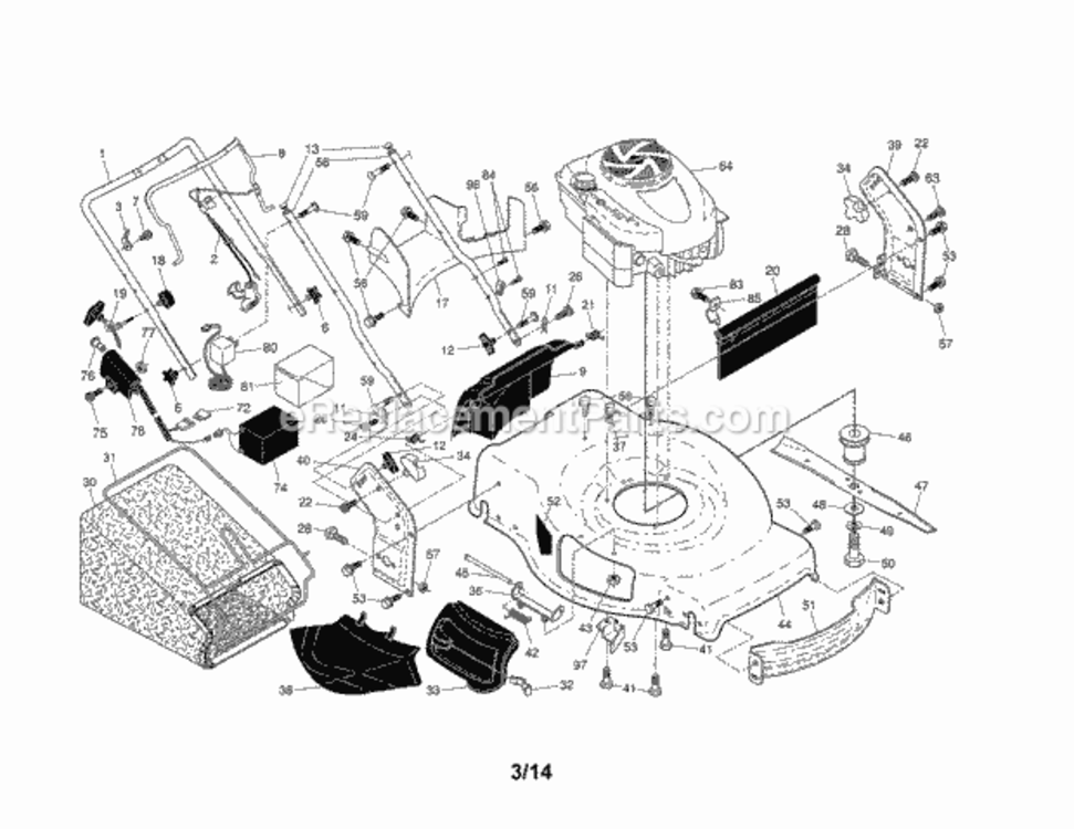 Page A Diagram and Parts List for 917370937  Craftsman Lawn Mower