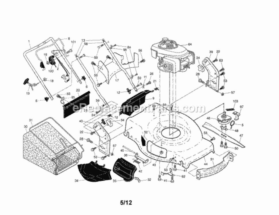Page A Diagram and Parts List for 917370941  Craftsman Lawn Mower