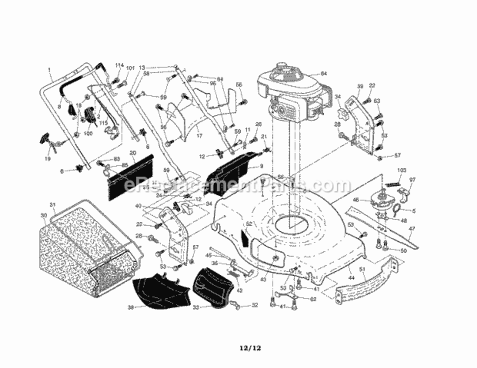 Page A Diagram and Parts List for 917370951  Craftsman Lawn Mower