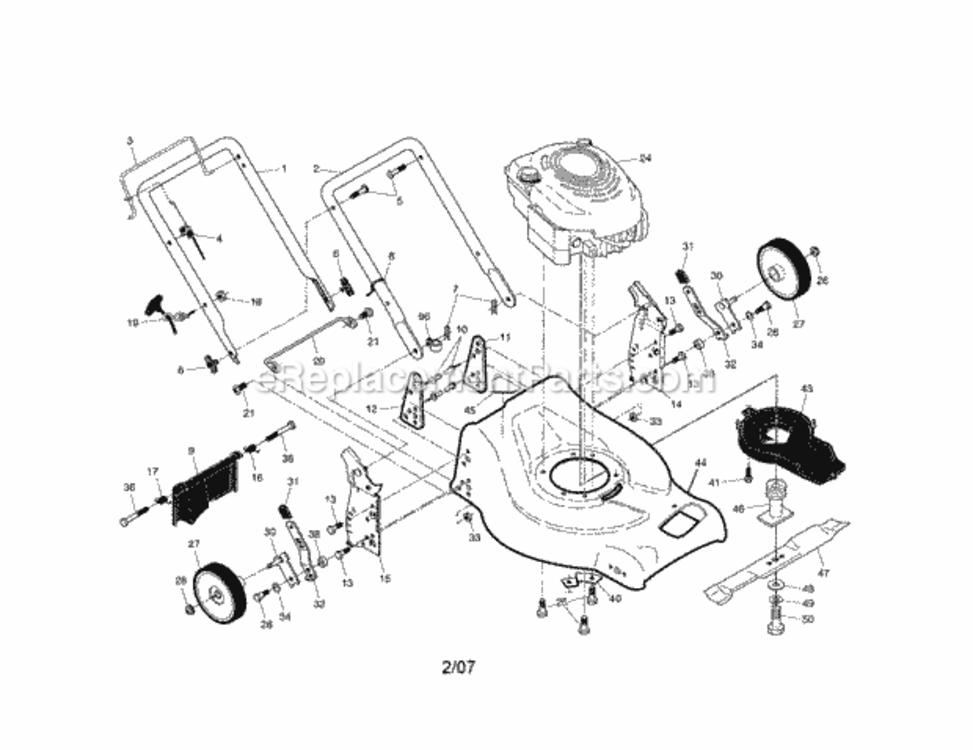 Page A Diagram and Parts List for 917371076  Craftsman Lawn Mower