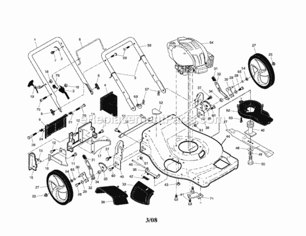 Page A Diagram and Parts List for 917371290  Craftsman Lawn Mower