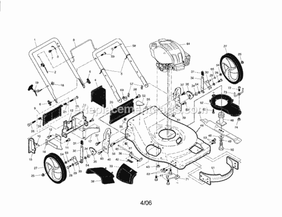 Page A Diagram and Parts List for 917371310  Craftsman Lawn Mower