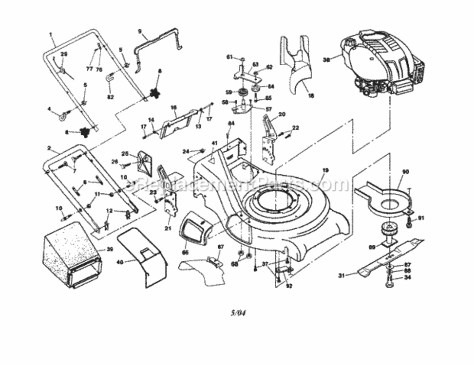 Page A Diagram and Parts List for 917371441  Craftsman Lawn Mower