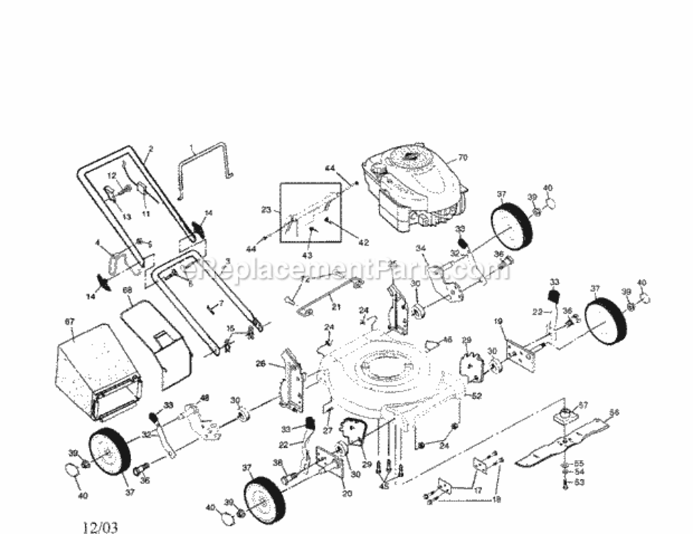 Page A Diagram and Parts List for 917371470  Craftsman Lawn Mower
