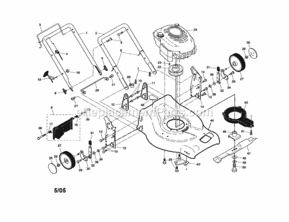 Page A Diagram and Parts List for 917371510  Craftsman Lawn Mower