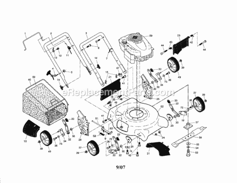 Page A Diagram and Parts List for 917371523  Craftsman Lawn Mower