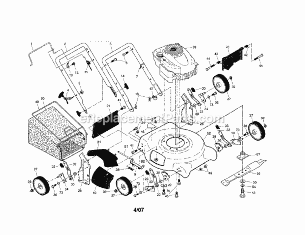 Page A Diagram and Parts List for 917371560  Craftsman Lawn Mower