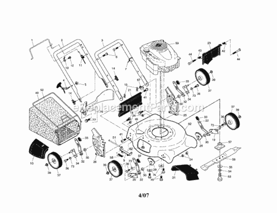 Page A Diagram and Parts List for 917371561  Craftsman Lawn Mower