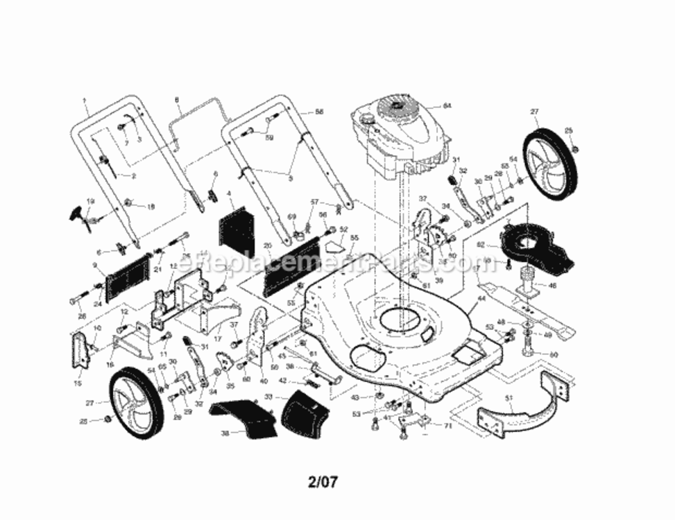 Page A Diagram and Parts List for 917371621  Craftsman Lawn Mower